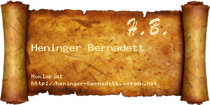 Heninger Bernadett névjegykártya
